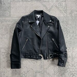 BNWT, Topshop Black Faux Leather Moto Jacket, Size Medium